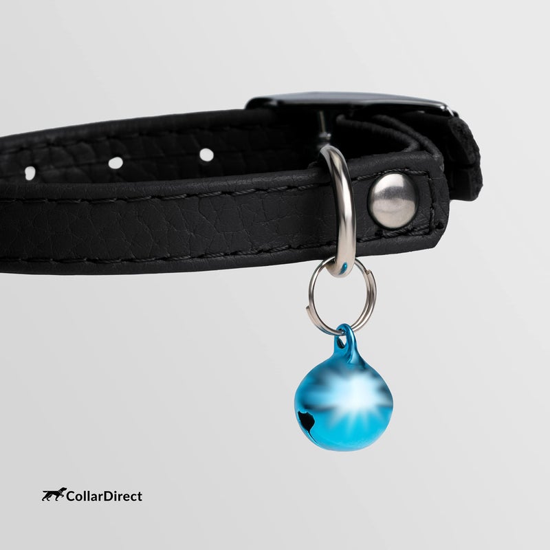 CollarDirect Leather Cat Collar, Kitten Collar with Removable Bell Black Blue Red Orange Lime Green (8-11 Inch, Black) - Image 2